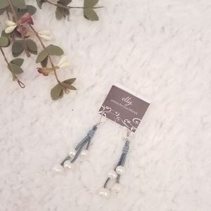 Elly Preston Leather and Pearl Dewdrop Earrings